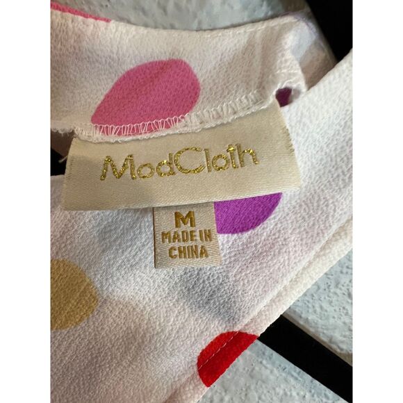 ModCloth Tank Top White Polka Dot Size Medium a636 - Picture 5 of 5
